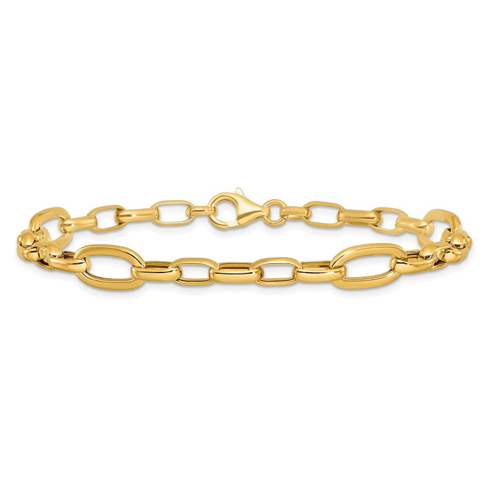 14K Polished Fancy Cable Link Bracelet