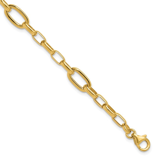 14K Polished Fancy Cable Link Bracelet