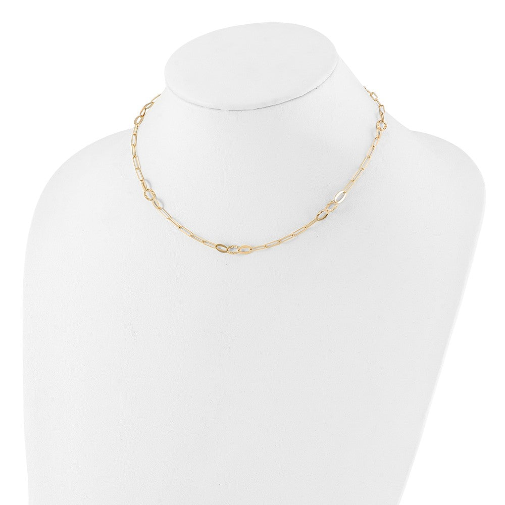 14K D/C Paperclip Link 16in w/2in ext. Necklace