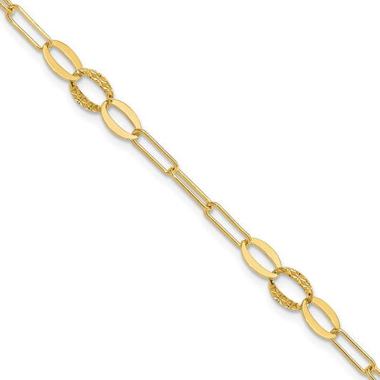 14K D/C Paperclip Link 7.25in Bracelet