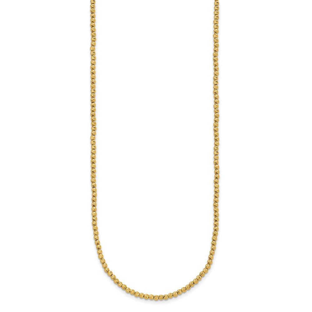 14K Polished and Diamond-cut Beaded 18in Necklace