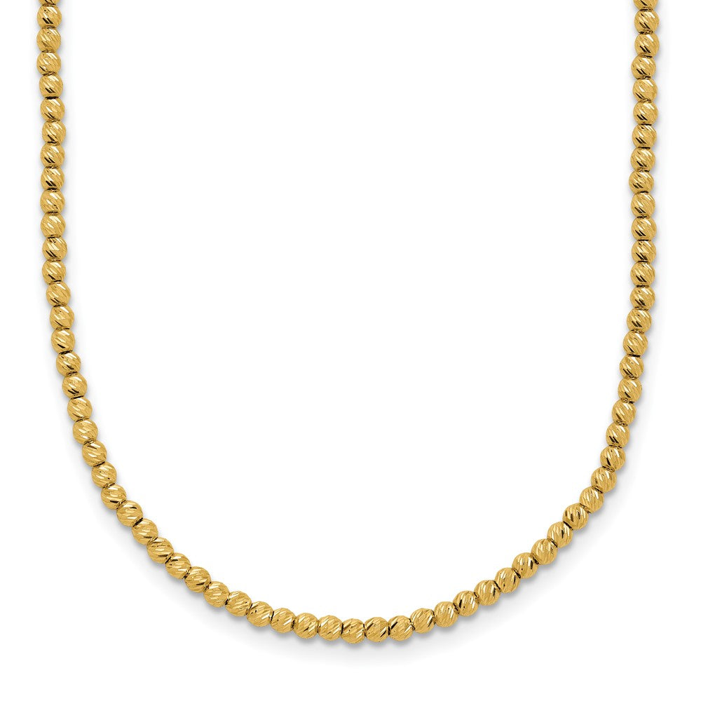 14K Polished and Diamond-cut Beaded 18in Necklace