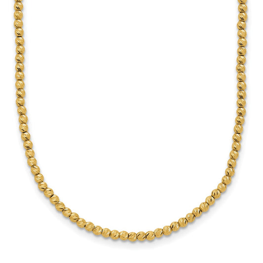 14K Polished and Diamond-cut Beaded 18in Necklace