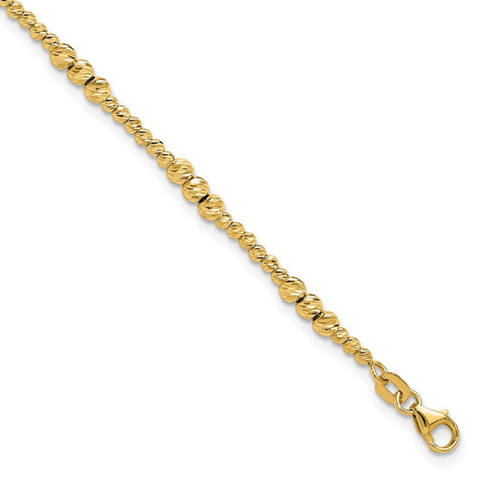 14K Diamond-cut Beaded 7.5in Bracelet