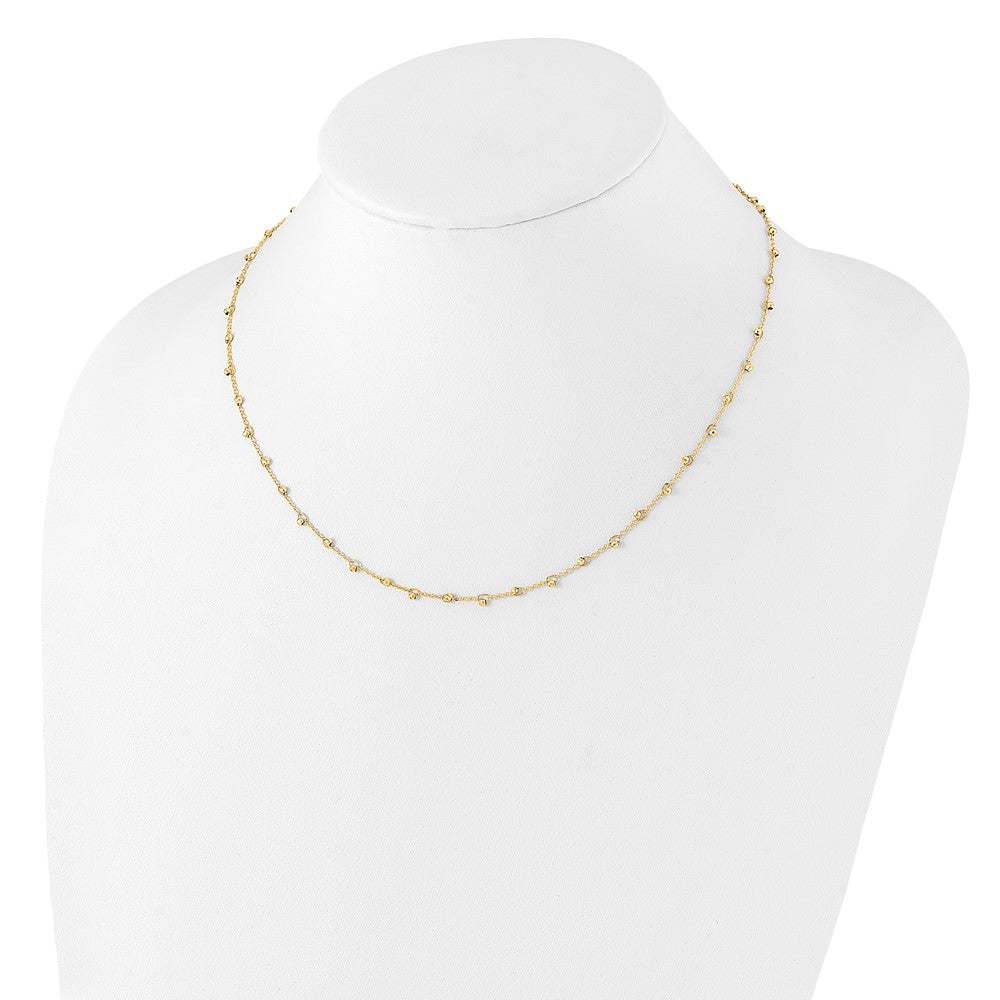 14K Polished and Diamond-cut Beaded 16in Plus 2in ext. Necklace
