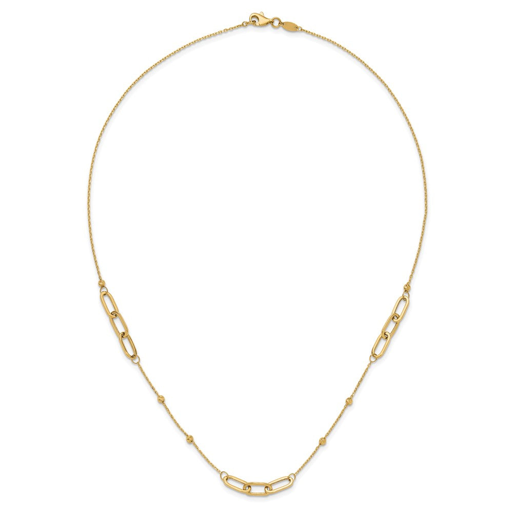 14K Polished and Diamond-cut Fancy Necklace