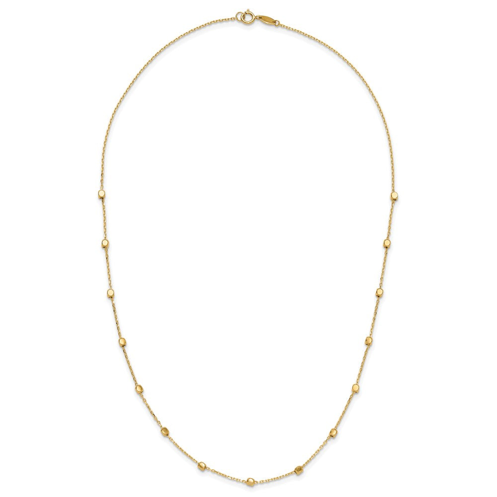 14K Yellow Gold Polished Cube Stations Necklace