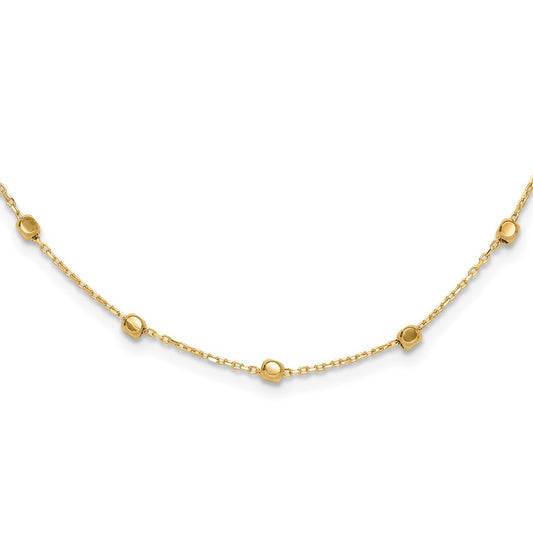 14K Yellow Gold Polished Cube Stations Necklace