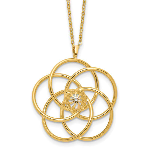 14k Polished Floral Pendant 17in Necklace