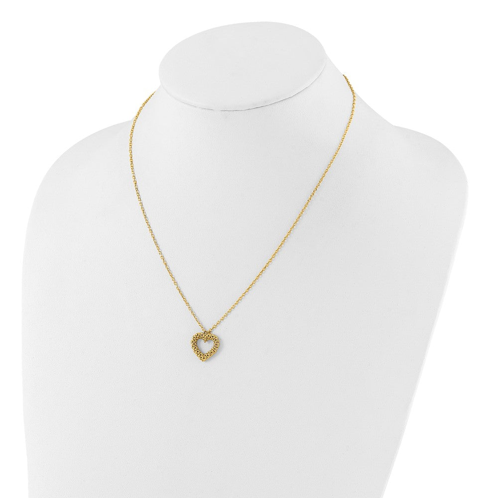 14K Polished Textured Heart 18 in Necklace