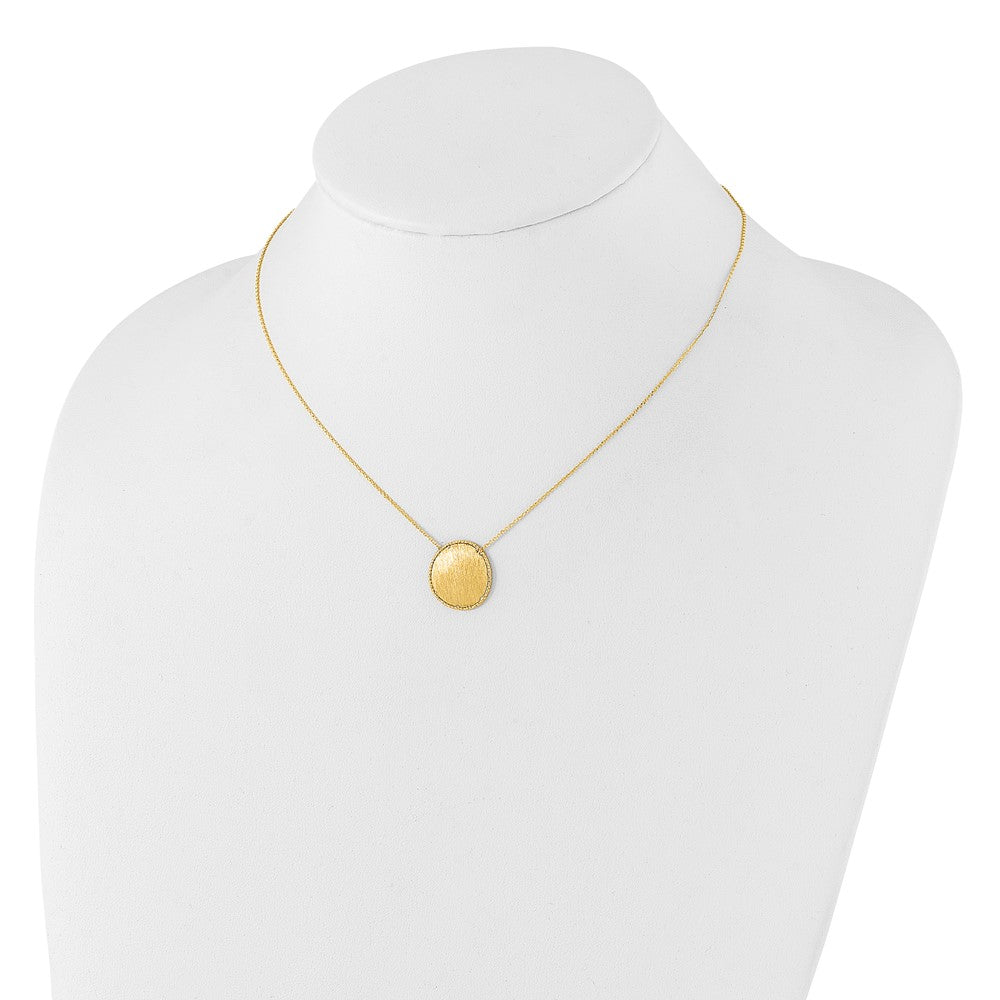 14K Gold Polished & Brushed Diamond Cut 16.25in w/2 in ext. Necklace