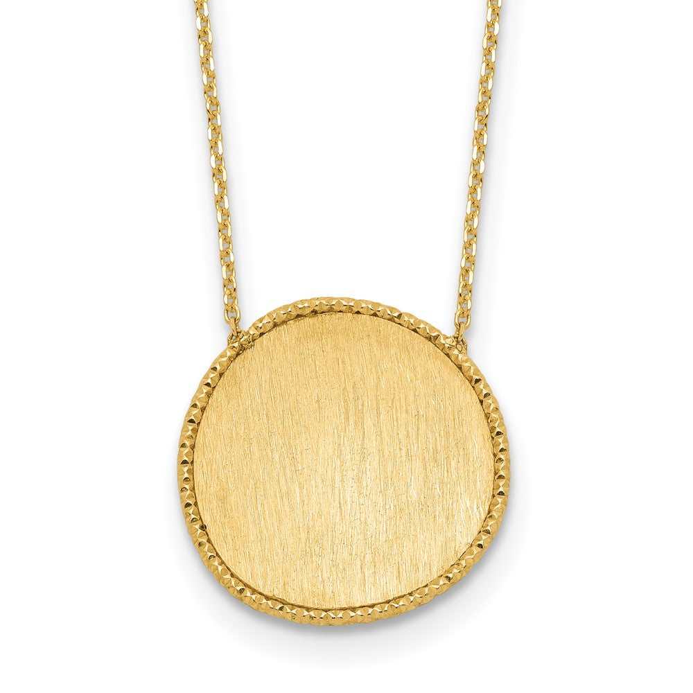 14K Gold Polished & Brushed Diamond Cut 16.25in w/2 in ext. Necklace