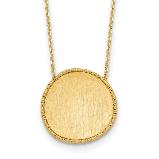 14K Gold Polished & Brushed Diamond Cut 16.25in w/2 in ext. Necklace