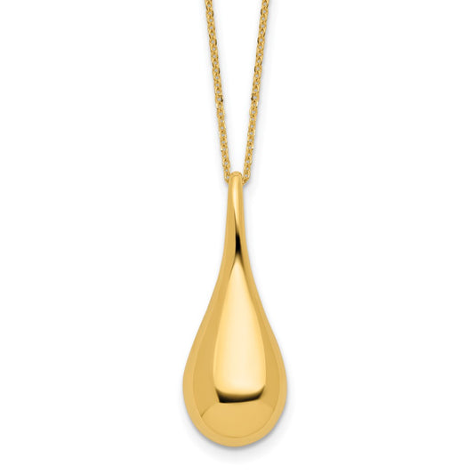 14k Polished Hollow Teardrop 18in Necklace