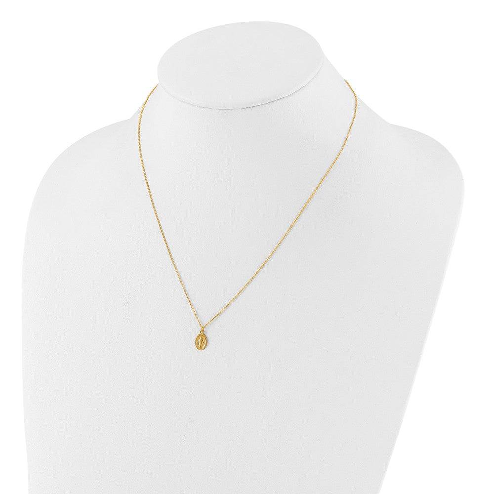 14k Polished Virgin Mary Medal  17in with 1in ext Necklace