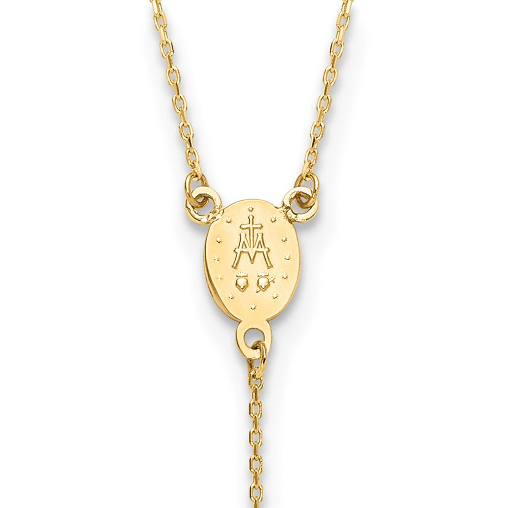 14K Rosary Design Virgin Mary Medal Cross Y-Drop Necklace