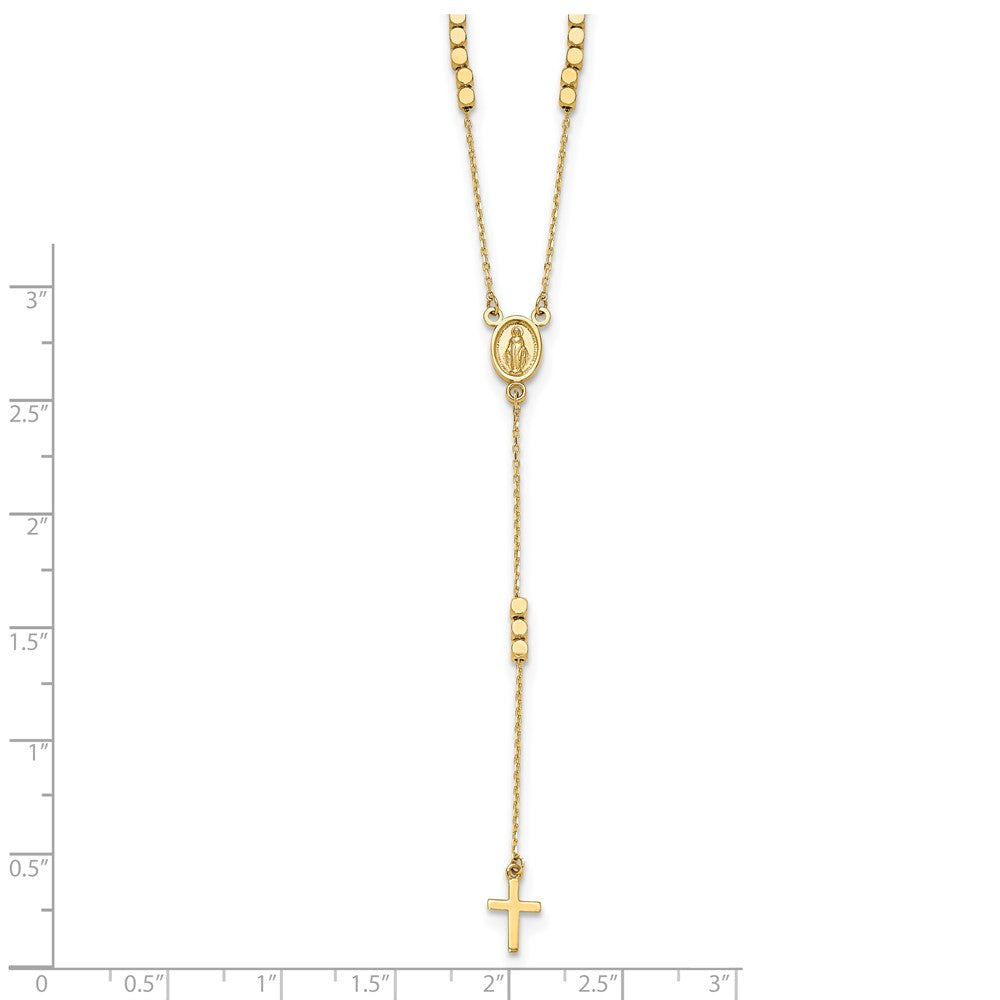 14K Rosary Design Virgin Mary Medal Cross Y-Drop Necklace