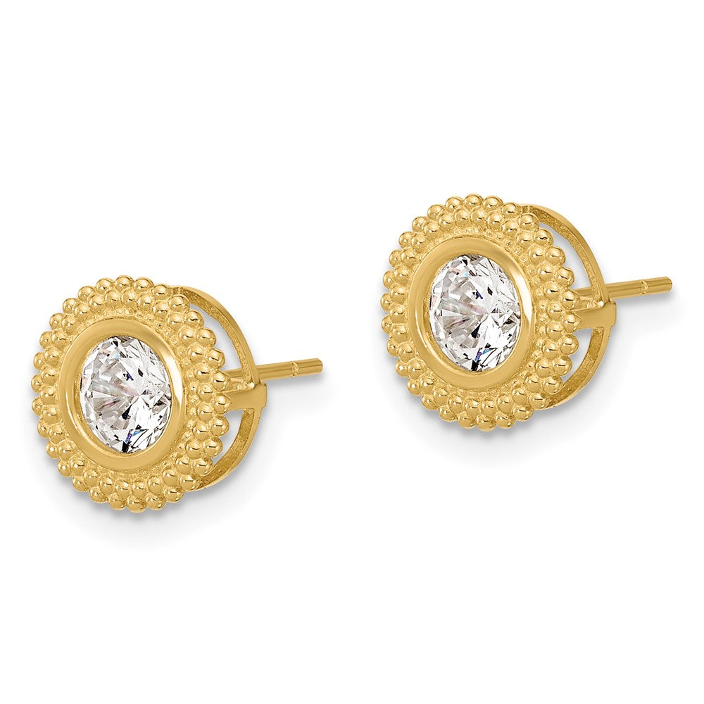 14K CZ Bezel 16in w/2in ext. Necklace and Earring Set