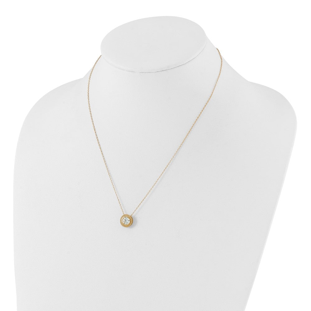 14K CZ Bezel 16in w/2in ext. Necklace and Earring Set