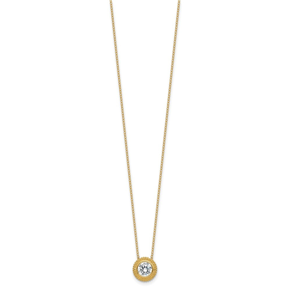 14K CZ Bezel 16in w/2in ext. Necklace and Earring Set