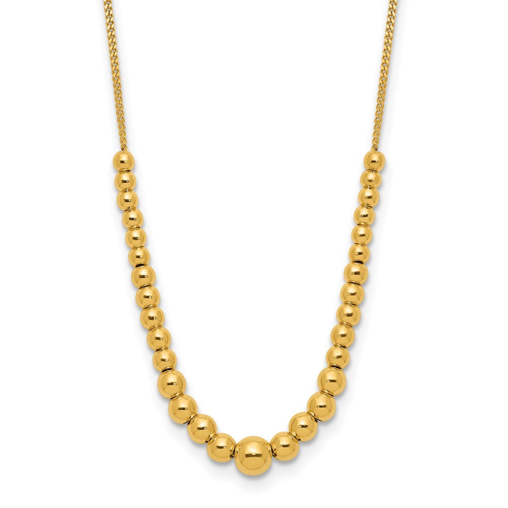 14K Polished Graduated Beaded Necklace
