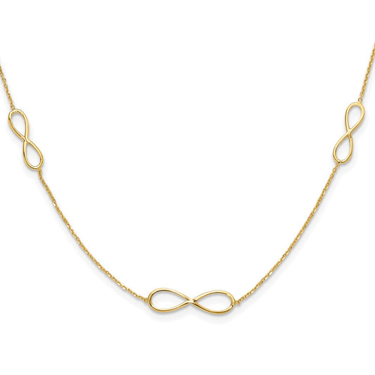 14K Polished Infinity Stations 16in with 2in ext. Necklace