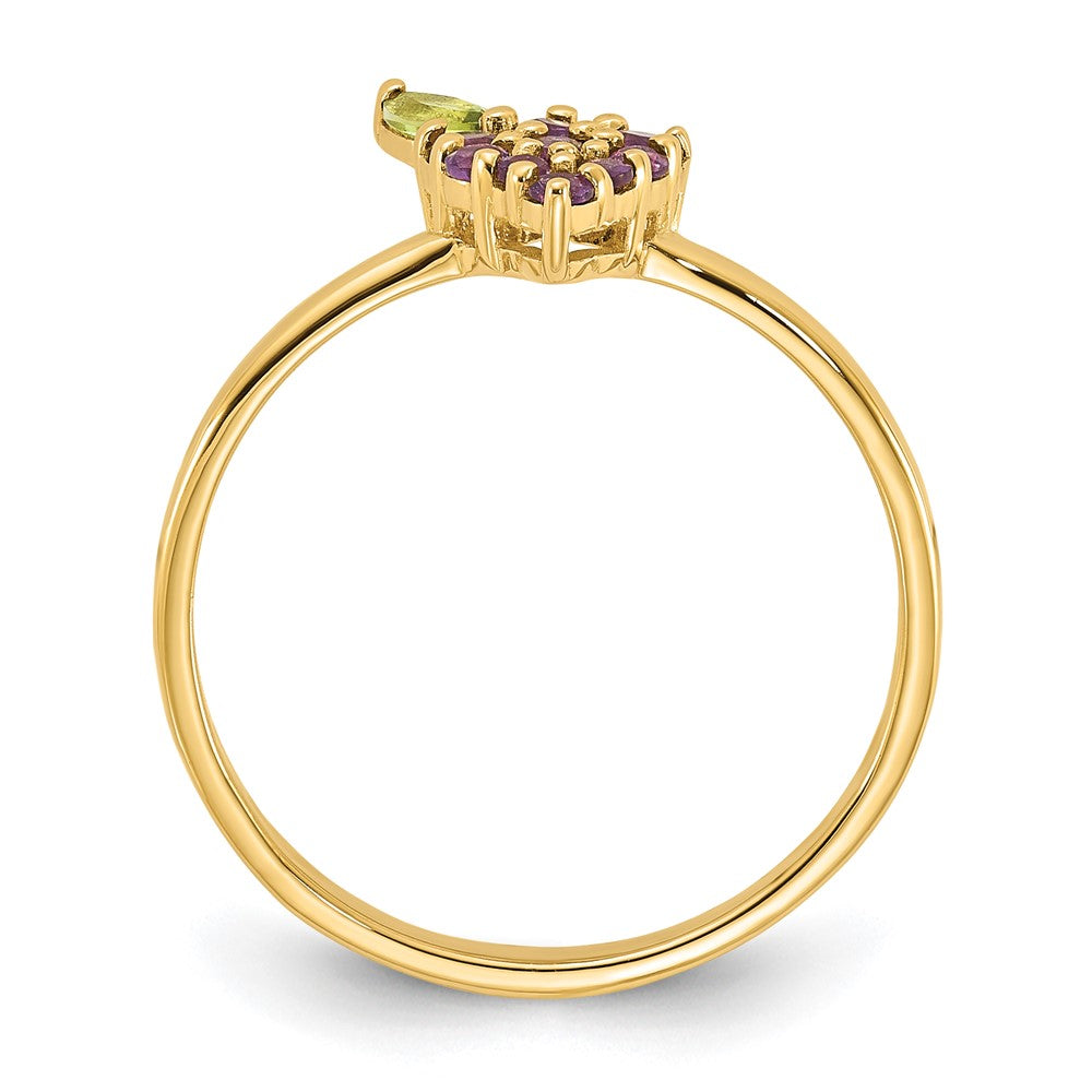 14K Gold Amethyst and Peridot Grape Ring