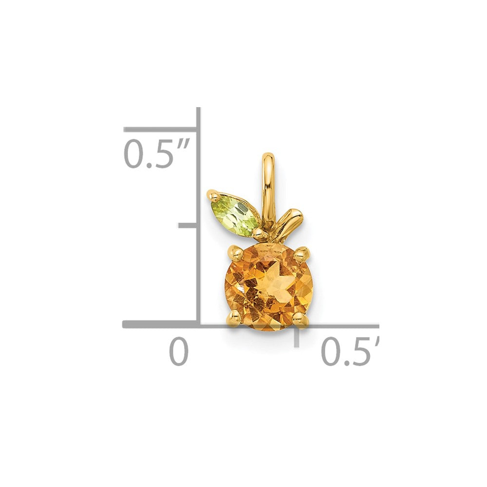 14K Gold Citrine and Peridot Orange Chain Slide