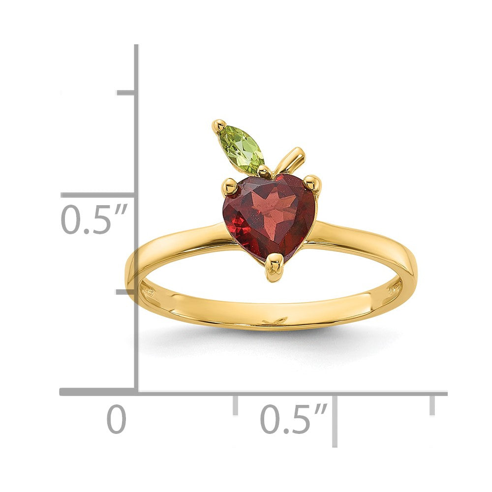14K Gold Garnet and Peridot Apple Ring