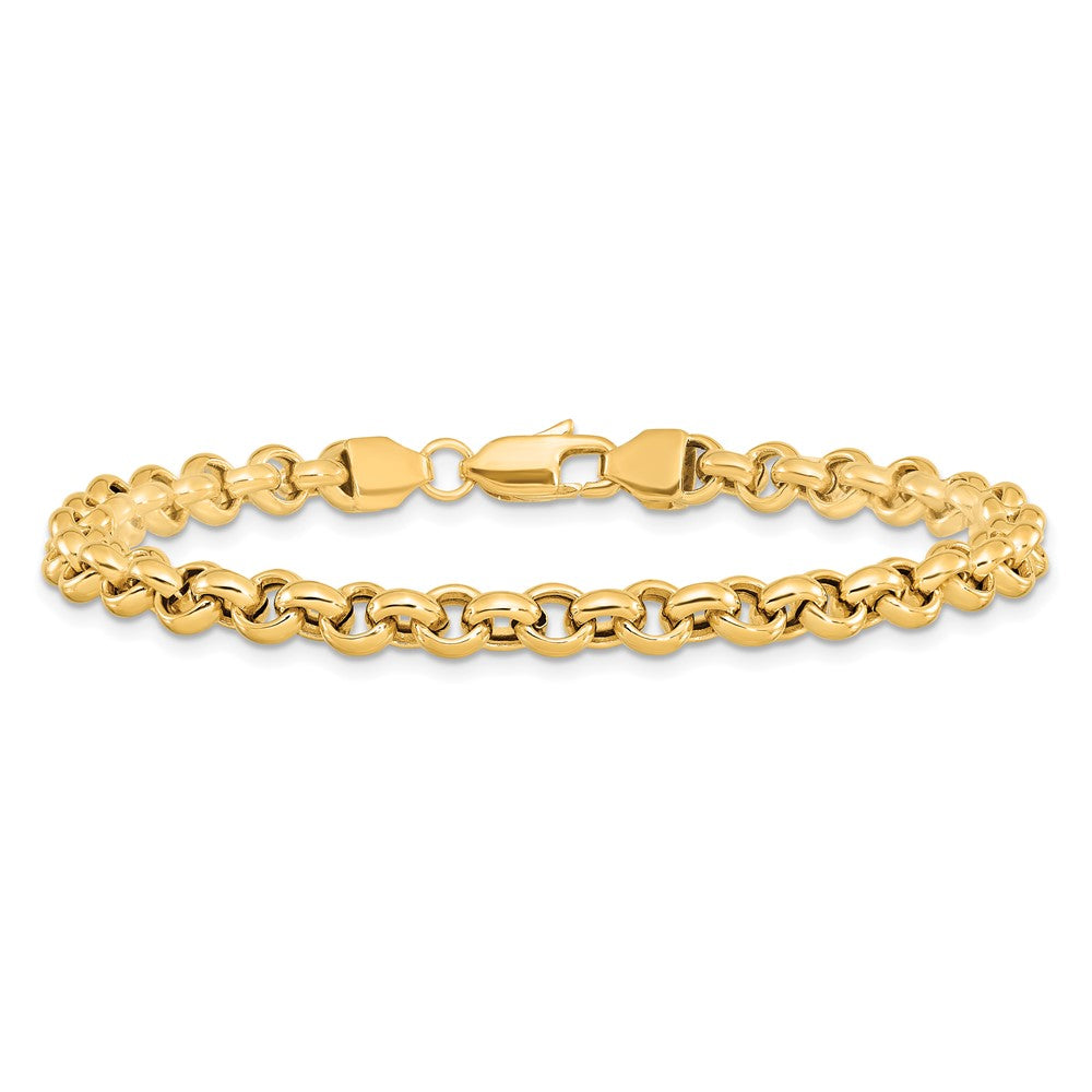 14k 8.5in 5mm Polished Fancy Rolo Link Bracelet