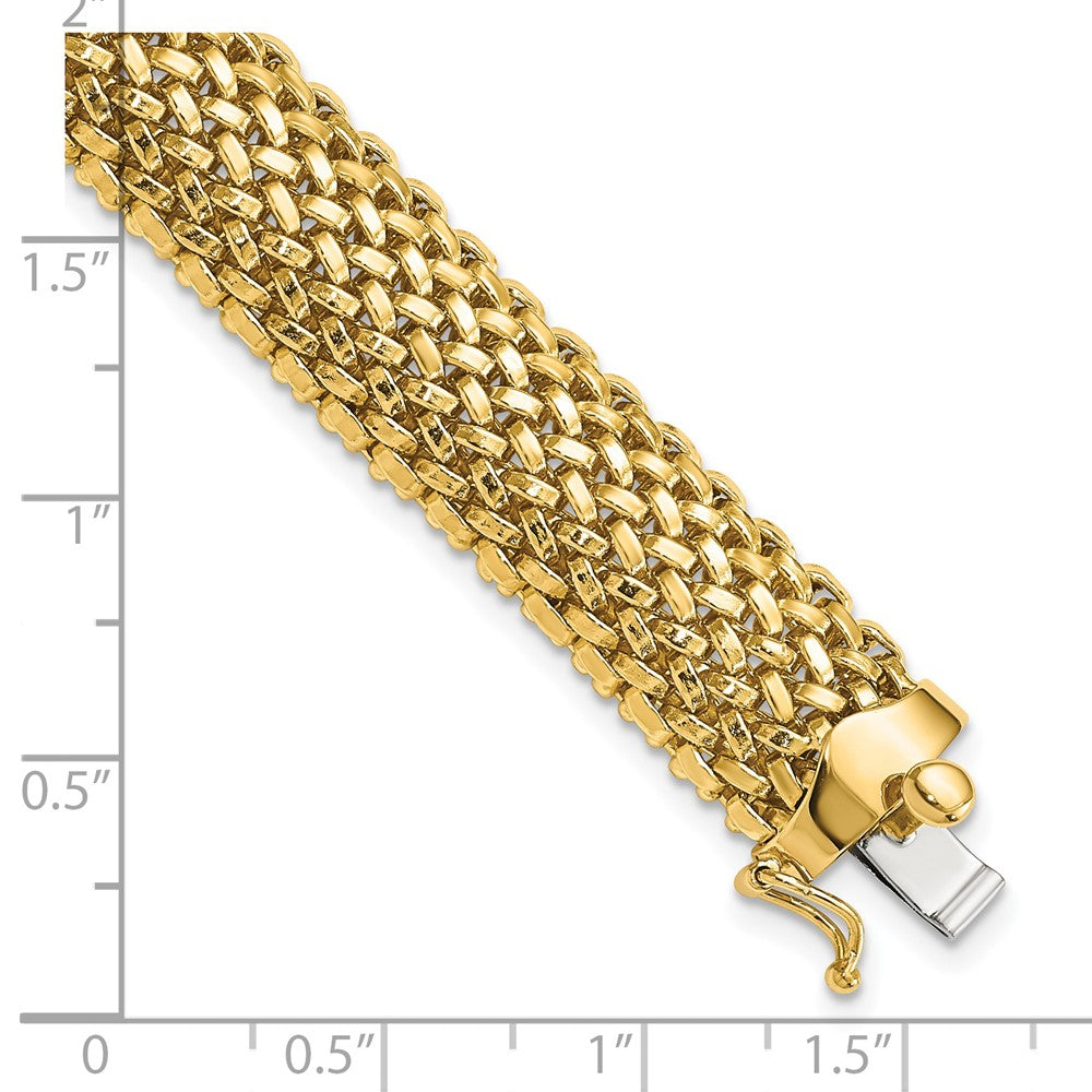 14k Yellow Gold 7.25in 12.5mm Polished Mesh Bracelet