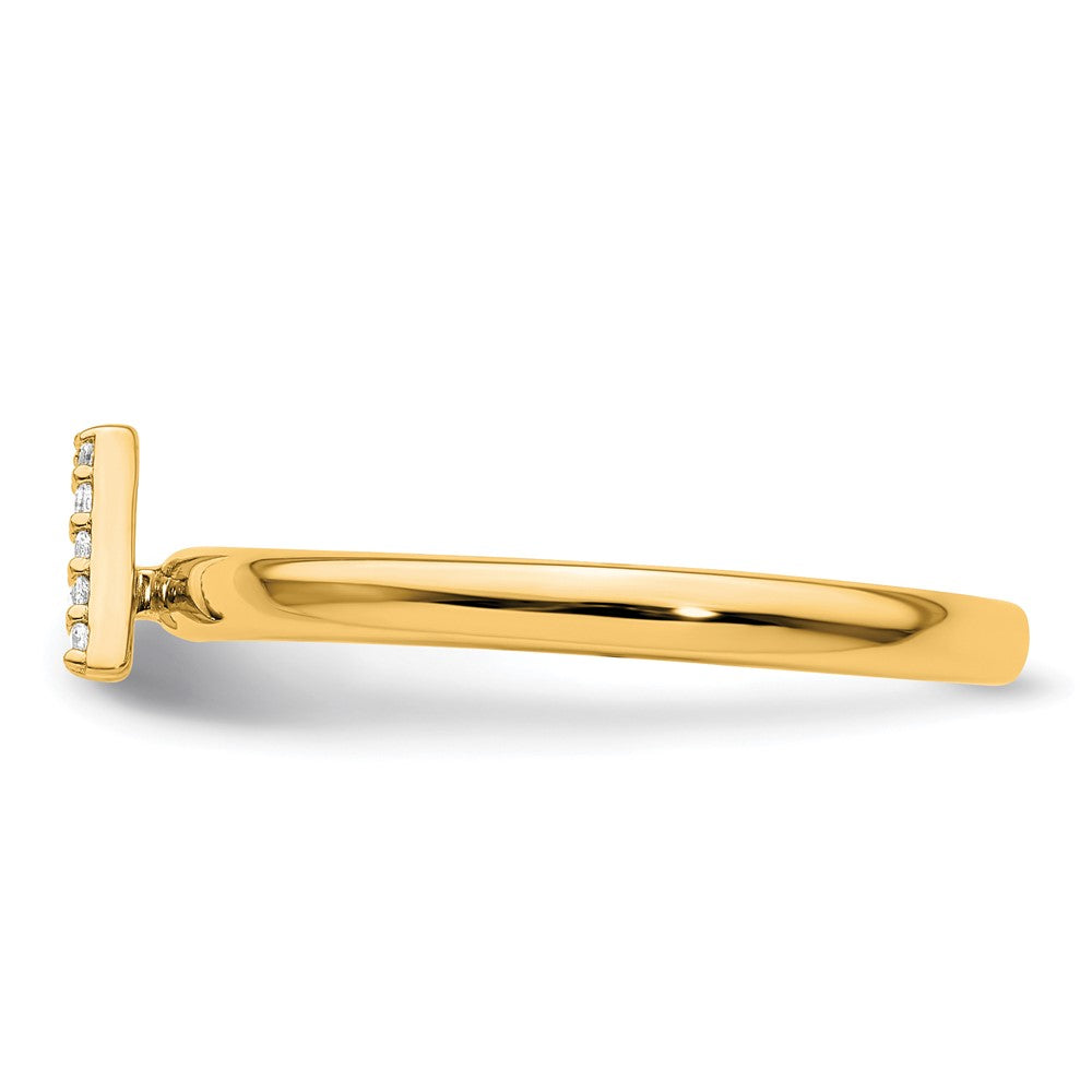 14K Yellow Gold Stackable Diamond Initial A Ring