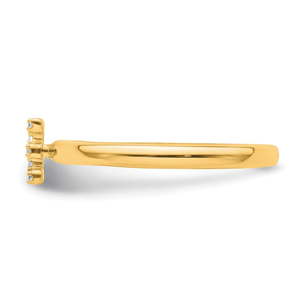 14K Stackable Diamond Initial E Ring