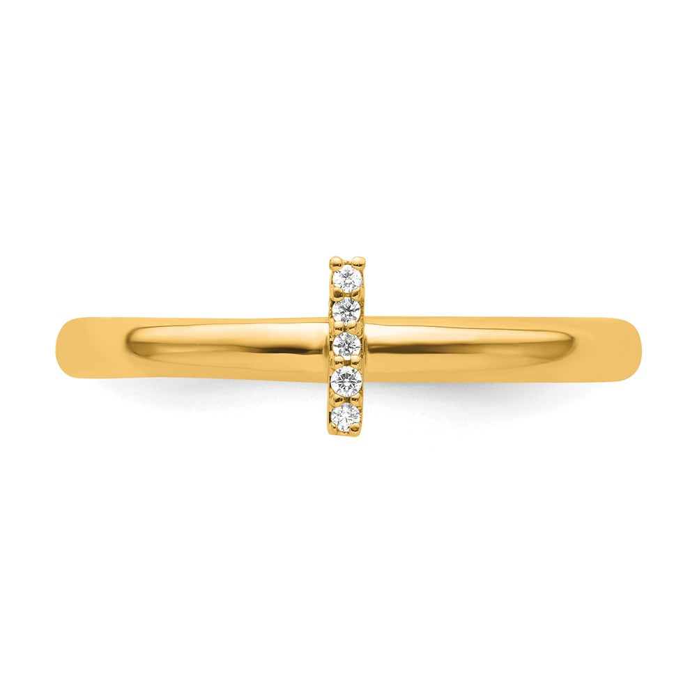 14K Stackable Diamond Initial I Ring