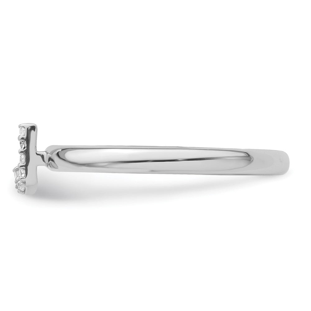 14k White Gold Stackable Diamond Initial J Ring