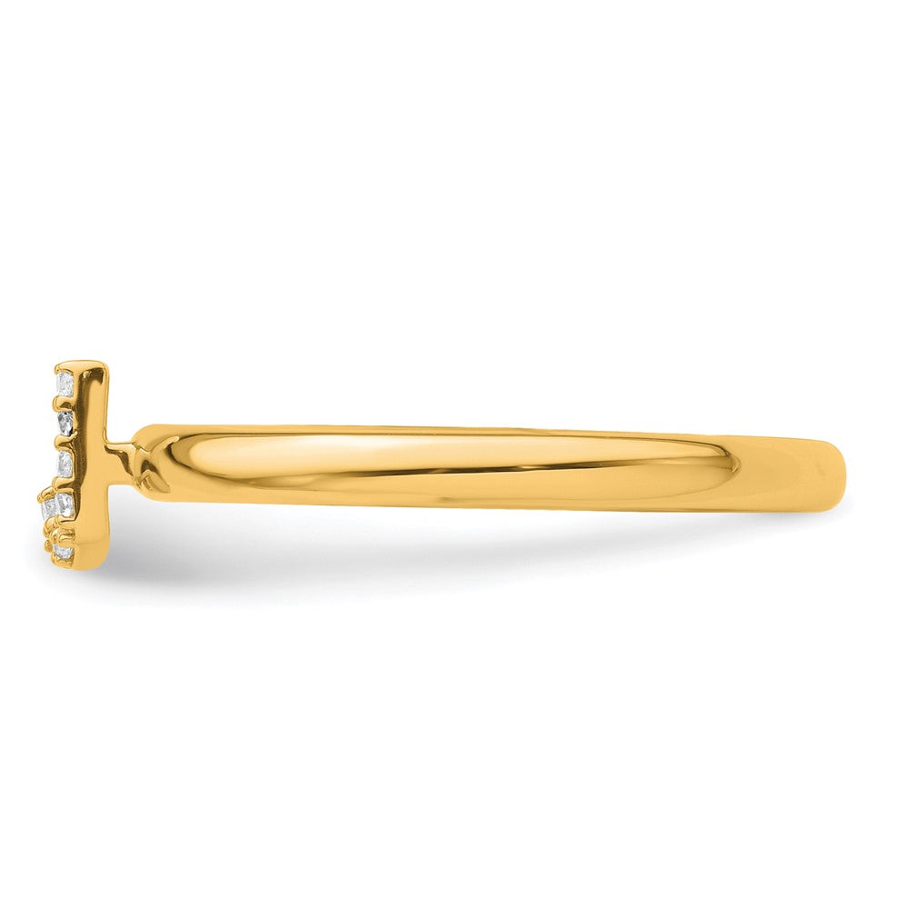 14K Stackable Diamond Initial J Ring
