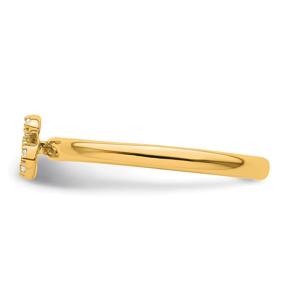 14K Yellow Gold Stackable Diamond Initial S Ring