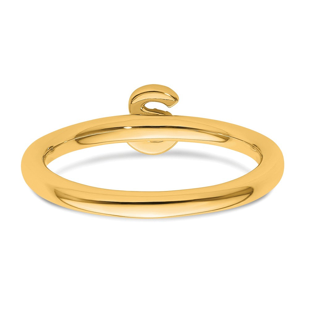 14K Yellow Gold Stackable Diamond Initial S Ring