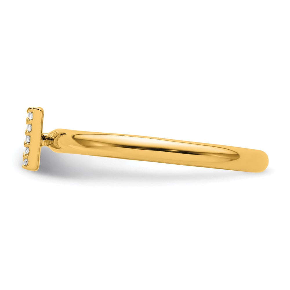 14K Stackable Diamond Initial V Ring