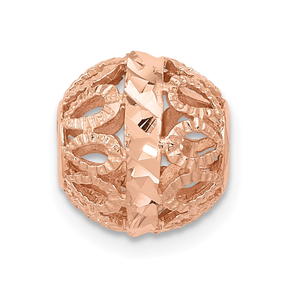 14k Rose Gold Rose Gold Diamond-cut Filigree Ball Chain Slide