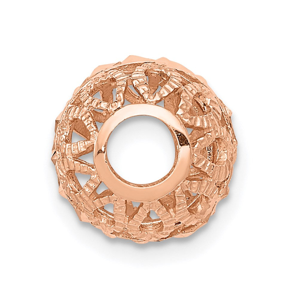 14k Rose Gold Rose Gold Diamond-cut Filigree Ball Chain Slide