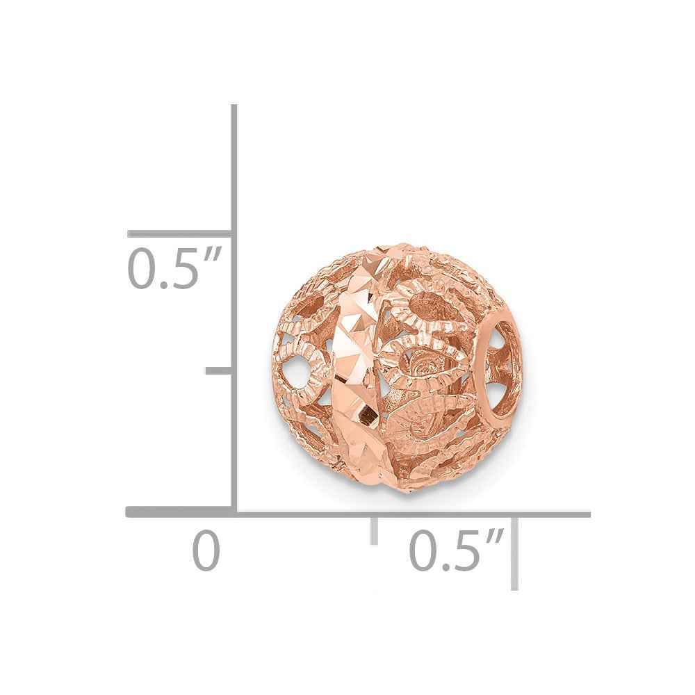 14k Rose Gold Rose Gold Diamond-cut Filigree Ball Chain Slide