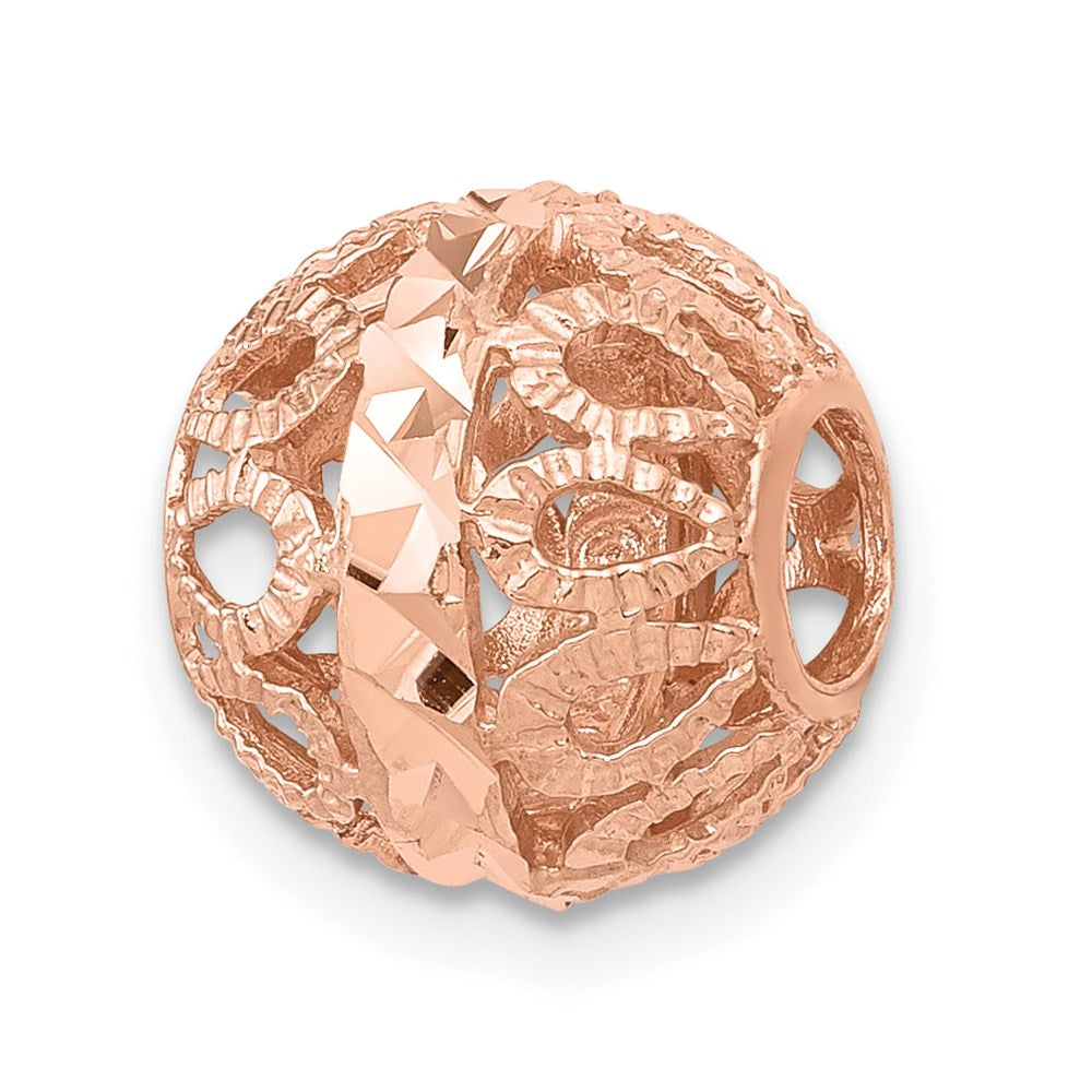 14k Rose Gold Rose Gold Diamond-cut Filigree Ball Chain Slide