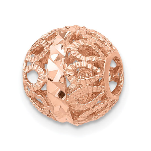 14k Rose Gold Rose Gold Diamond-cut Filigree Ball Chain Slide
