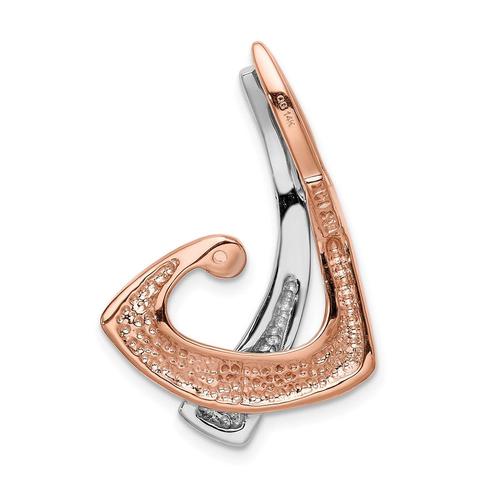 14K W & Rose Omega Slide W/Peg Fits up to 2mm, 6mm Reversible