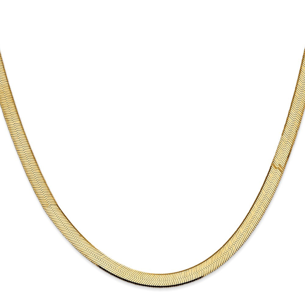 14K Yellow Gold 16 inch 5.5mm Silky Herringbone with Lobster Clasp Chain