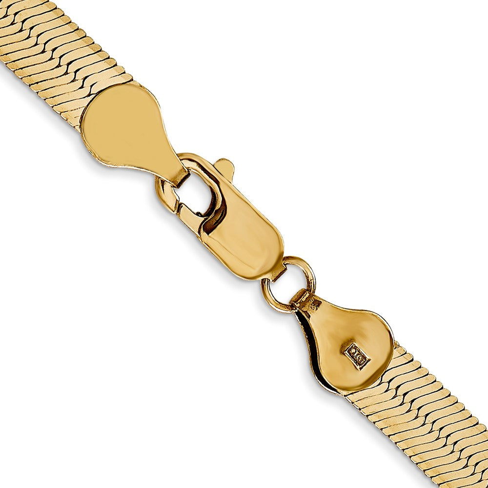 14K Yellow Gold 16 inch 5.5mm Silky Herringbone with Lobster Clasp Chain