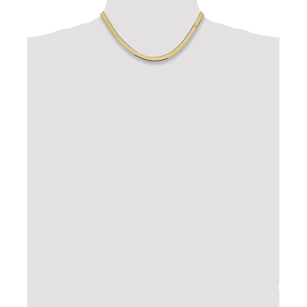 14K Yellow Gold 16 inch 5.5mm Silky Herringbone with Lobster Clasp Chain