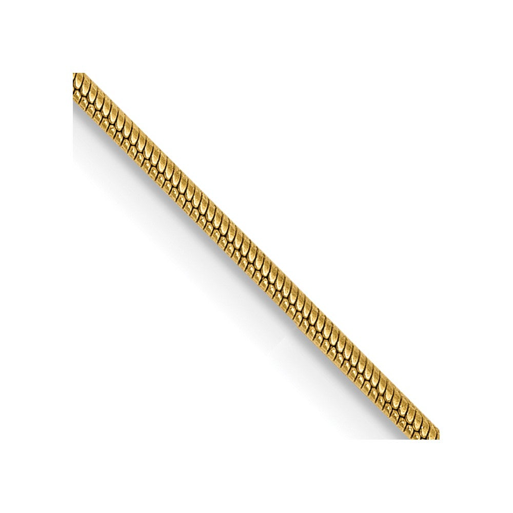 14K Yellow Gold 20 inch .9mm Round Snake with Lobster Clasp Chain
