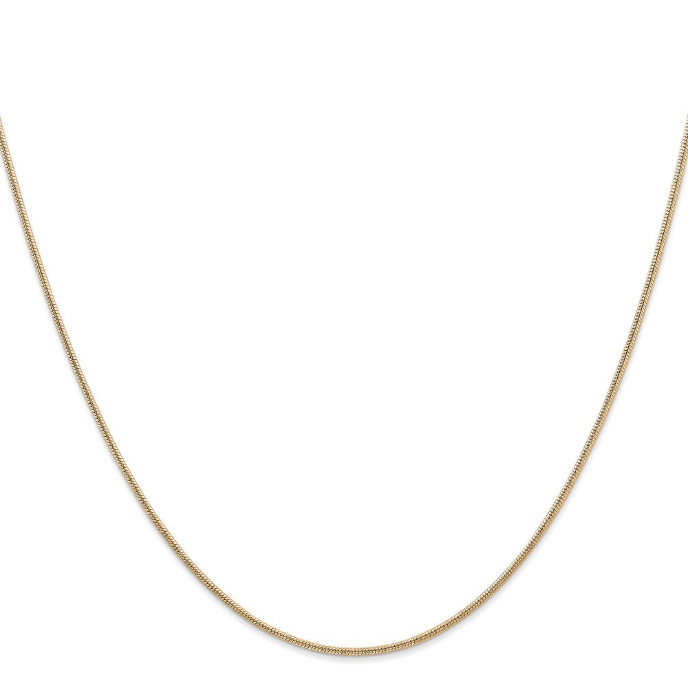 14K Yellow Gold 16 inch 1.4mm Round Snake Lobster Clasp Chain